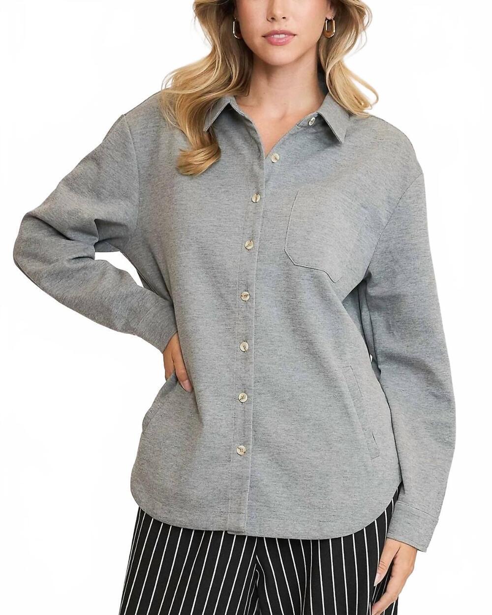 NEW UMGEE luxeknit oversized shirt jacket in charcoal